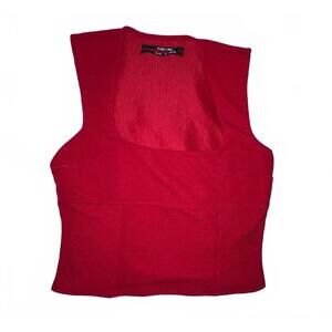 Urban Outfitters Silence + Noise Red Ribbed capped sleeved tank top